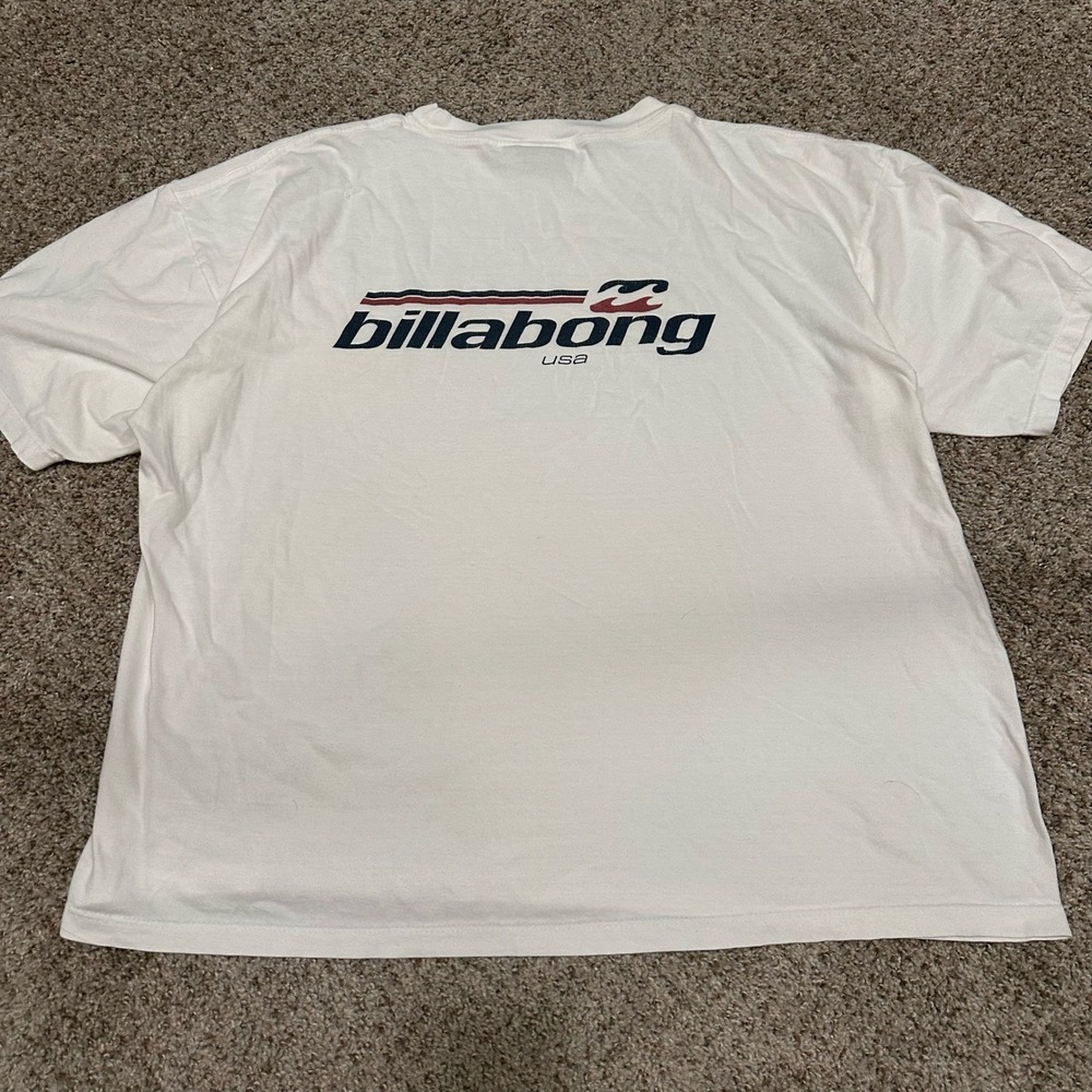 Vintage Billabong Mens T Shirt XL White Preowned Stains Faded Graphic USA